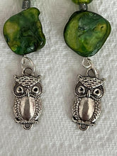 Load image into Gallery viewer, Pair of Handmade Bespoke Silver Plated Beaded Dangle Earrings - Owls