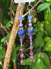 Load image into Gallery viewer, Pair of Handmade Bespoke Silver Plated Beaded Dangle Earrings