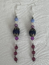 Load image into Gallery viewer, Pair of Handmade Bespoke Silver Plated Beaded Dangle Earrings