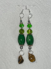Load image into Gallery viewer, Pair of Handmade Bespoke Silver Plated Beaded Dangle Earrings - Semi-Precious Tigers Eye Stones