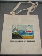 Load image into Gallery viewer, PRINTED COTTON TOTE SHOULDER BAG - Love Cornwall Love Seagulls