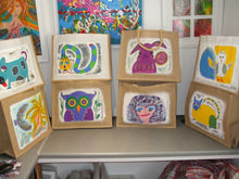 Load image into Gallery viewer, HAND PAINTED ART BAG - Jute Tote Shopping Bag - SEAGULL & WAVE