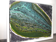 Load image into Gallery viewer, ACRYLICS FLOW ART PAINTING ON CANVAS IN DEEP FRAME - Inside the Cave at Crantock