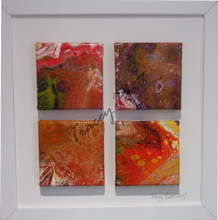 Load image into Gallery viewer, 4 x ACRYLIC FLOW ART PAINTINGS ON MINI CANVASES - Four Happy Days