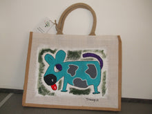 Load image into Gallery viewer, HAND PAINTED ART BAG - Jute Tote Shopping Bag - SPOTTY DOG