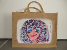 Load image into Gallery viewer, HAND PAINTED ART BAG - Jute Tote Shopping Bag - FABULOUS LADY