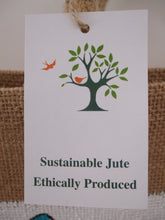 Load image into Gallery viewer, HAND PAINTED ART BAG - Jute Tote Shopping Bag - SEAGULL & WAVE