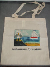 Load image into Gallery viewer, PRINTED COTTON TOTE SHOULDER BAG - Love Cornwall Love Seagulls