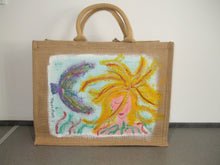 Load image into Gallery viewer, HAND PAINTED ART BAG - Jute Tote Shopping Bag - MERMAID