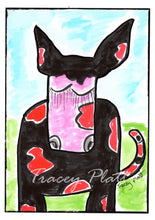 Load image into Gallery viewer, ORIGINAL MIXED MEDIA ART CARD - Cow With The Long Lashes