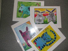 Load image into Gallery viewer, PACK OF 4 PRINTED CARDS - Animals - Rabbits, Dog, Horse, Cat
