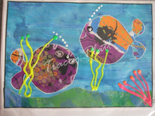 Load image into Gallery viewer, ORIGINAL MIXED MEDIA COLLAGE ART CARD - Two Fish