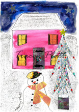 Load image into Gallery viewer, CHRISTMAS - PRINTED CARD - House and Snowman