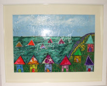 Load image into Gallery viewer, MIXED MEDIA COLLAGE IN FRAME - Houses by the Sea, Cornwall