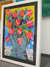 Load image into Gallery viewer, MIXED MEDIA COLLAGE PAINTING IN DEEP FRAME - Flowers in a Vase
