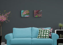 Load image into Gallery viewer, PAIR OF FLOW ART PAINTINGS ON CANVASES - Pink Blue Green - NOW SOLD