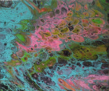 Load image into Gallery viewer, PAIR OF FLOW ART PAINTINGS ON CANVASES - Pink Blue Green - NOW SOLD