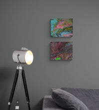 Load image into Gallery viewer, PAIR OF FLOW ART PAINTINGS ON CANVASES - Pink Blue Green - NOW SOLD