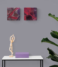 Load image into Gallery viewer, PAIR OF FLOW ART PAINTINGS ON CANVAS - Pink & Purple Metallics