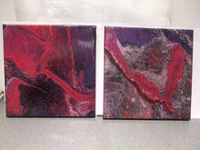 Load image into Gallery viewer, PAIR OF FLOW ART PAINTINGS ON CANVAS - Pink & Purple Metallics