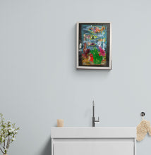 Load image into Gallery viewer, MIXED MEDIA COLLAGE ON CARD IN FRAME - Fish in the Cornish Ocean - SOLD!