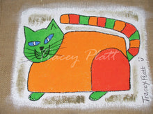 Load image into Gallery viewer, HAND PAINTED ART BAG - Jute Tote Shopping Bag - CAT