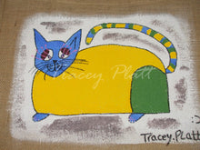 Load image into Gallery viewer, HAND PAINTED ART BAG - Jute Tote Shopping Bag - CAT