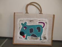 Load image into Gallery viewer, HAND PAINTED ART BAG - Jute Tote Shopping Bag - SPOTTY DOG