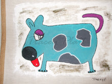 Load image into Gallery viewer, HAND PAINTED ART BAG - Jute Tote Shopping Bag - SPOTTY DOG