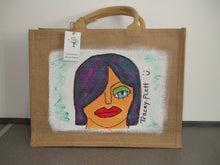 Load image into Gallery viewer, HAND PAINTED ART BAG - Jute Tote Shopping Bag - FABULOUS LADY