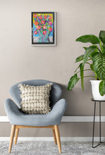 Load image into Gallery viewer, MIXED MEDIA COLLAGE PAINTING IN DEEP FRAME - Flowers in a Vase