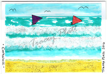 Load image into Gallery viewer, PRINTED CARD - Windsurfing off Maenporth, Cornwall
