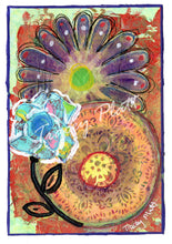 Load image into Gallery viewer, ORIGINAL MIXED MEDIA COLLAGE ART CARD - Abstract Flowers