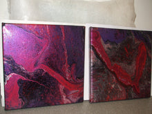 Load image into Gallery viewer, PAIR OF FLOW ART PAINTINGS ON CANVAS - Pink & Purple Metallics