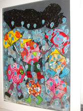 Load image into Gallery viewer, MIXED MEDIA COLLAGE ON BOARD IN FRAME - Cornish Rainstorm