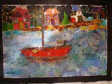 Load image into Gallery viewer, MIXED MEDIA COLLAGE IN FRAME - Boat On a Cornish River