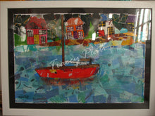 Load image into Gallery viewer, MIXED MEDIA COLLAGE IN FRAME - Boat On a Cornish River