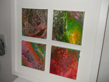 Load image into Gallery viewer, 4 x ACRYLICS FLOW ART ON CANVASES in FRAME - Take Four Pours