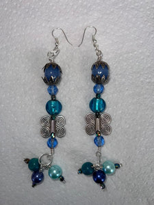 Pair of Handmade Silver Plated Beaded Dangle Earrings