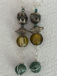 Pair of Handmade Silver Plated Beaded Dangle Earrings