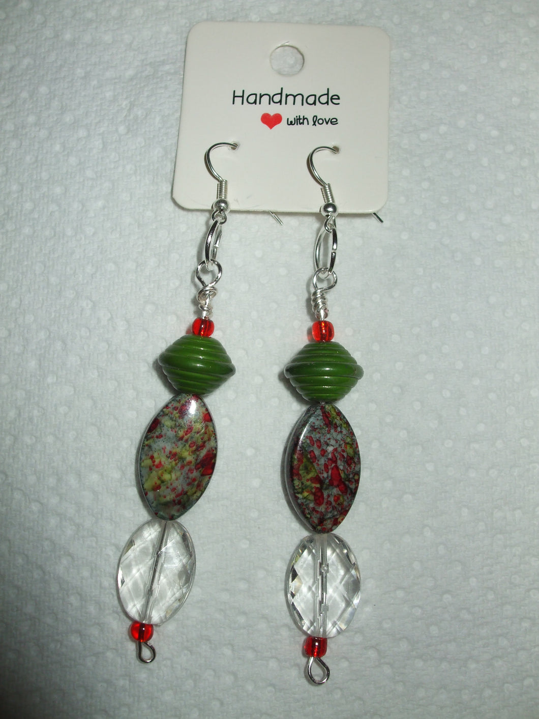 Pair of Handmade Silver Plated Beaded Dangle Earrings