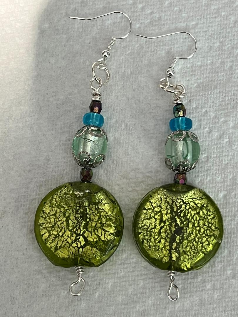 Pair of Handmade Silver Plated Beaded Dangle Earrings