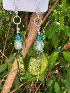 Pair of Handmade Silver Plated Beaded Dangle Earrings