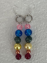 Load image into Gallery viewer, Pair of Handmade Bespoke Silver Plated Beaded Dangle Earrings - Rainbow
