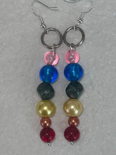 Load image into Gallery viewer, Pair of Handmade Bespoke Silver Plated Beaded Dangle Earrings - Rainbow
