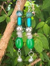 Load image into Gallery viewer, Pair of Handmade Bespoke Silver Plated Beaded Dangle Earrings - Tinkly Bell Charms
