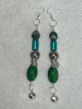 Load image into Gallery viewer, Pair of Handmade Bespoke Silver Plated Beaded Dangle Earrings - Tinkly Bell Charms
