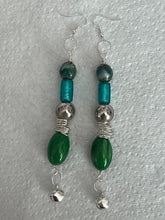 Load image into Gallery viewer, Pair of Handmade Bespoke Silver Plated Beaded Dangle Earrings - Tinkly Bell Charms
