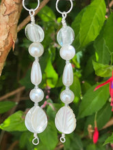 Load image into Gallery viewer, Pair of Handmade Bespoke Silver Plated Beaded Dangle Earrings - Bridal Wedding Pearls
