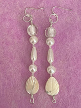 Load image into Gallery viewer, Pair of Handmade Bespoke Silver Plated Beaded Dangle Earrings - Bridal Wedding Pearls
